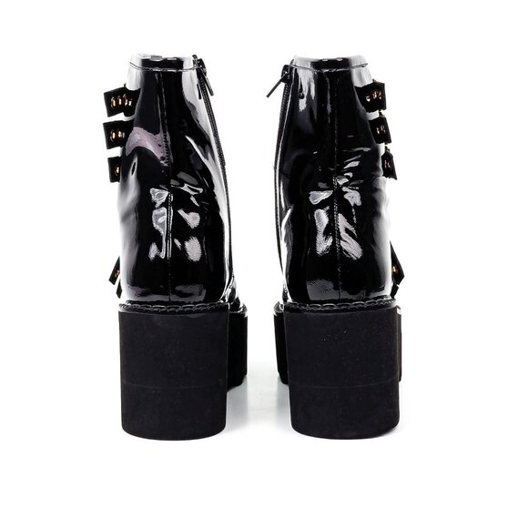 Jeffrey Campbell Wmn Gristle Stempunk Gothic Patent Leather Platform boots 8.5 - Picture 3 of 7
